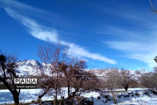 طبیعت برفی و هوای پاک در روستای بیدهند قم