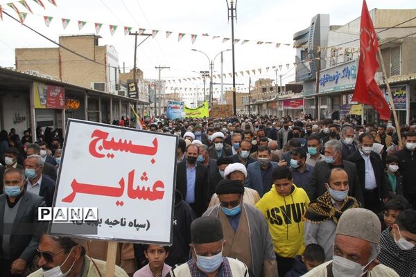 حضور پرشور دانش‌آموزان و فرهنگیان بهبهانی در راهپیمایی یوم الله 22 بهمن ماه
