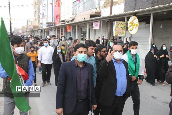 حضور پرشور دانش‌آموزان و فرهنگیان بهبهانی در راهپیمایی یوم الله 22 بهمن ماه
