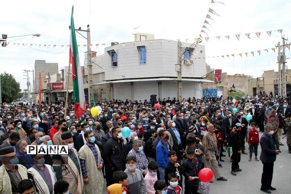 حضور پرشور دانش‌آموزان و فرهنگیان بهبهانی در راهپیمایی یوم الله 22 بهمن ماه