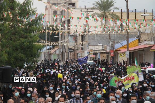 حضور پرشور دانش‌آموزان و فرهنگیان بهبهانی در راهپیمایی یوم الله 22 بهمن ماه