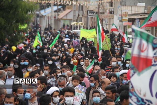 حضور پرشور دانش‌آموزان و فرهنگیان بهبهانی در راهپیمایی یوم الله 22 بهمن ماه