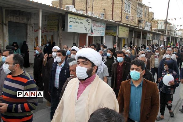 حضور پرشور دانش‌آموزان و فرهنگیان بهبهانی در راهپیمایی یوم الله 22 بهمن ماه