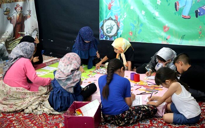 فضای کودکانه موکب «گل نرگس» قرارگاه مردمی اربعین قم