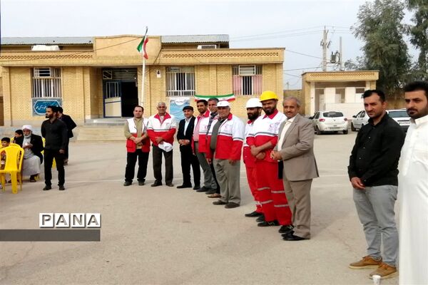 آیین نواختن زنگ مانور سراسری زلزله و ایمنی در شهرستان کارون