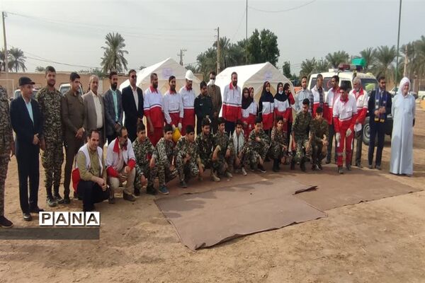 آیین نواختن زنگ مانور سراسری زلزله و ایمنی در شهرستان کارون