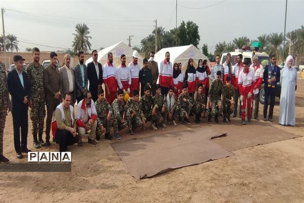 آیین نواختن زنگ مانور سراسری زلزله و ایمنی در شهرستان کارون