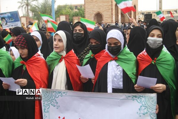 برگزاری اجتماع چند هزار نفری دانش‌آموزان و اقشار مختلف مردم شهرستان بهبهان