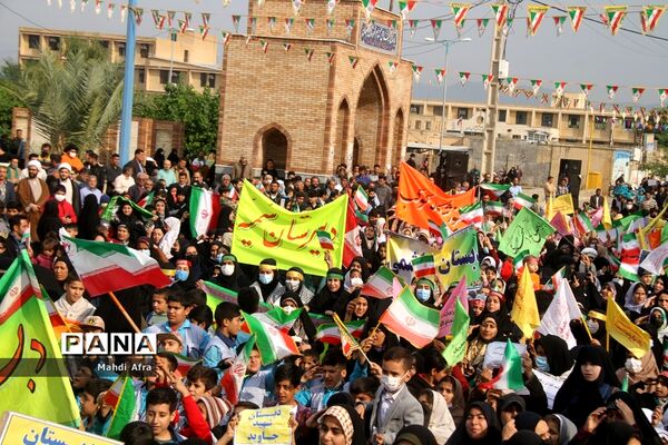 برگزاری اجتماع چند هزار نفری دانش‌آموزان و اقشار مختلف مردم شهرستان بهبهان