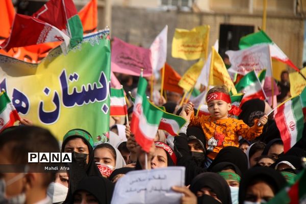 برگزاری اجتماع چند هزار نفری دانش‌آموزان و اقشار مختلف مردم شهرستان بهبهان