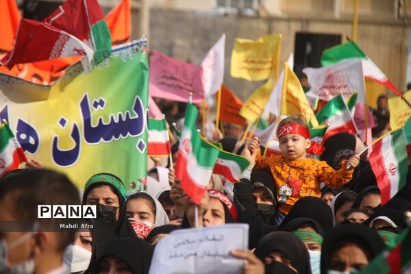 برگزاری اجتماع چند هزار نفری دانش‌آموزان و اقشار مختلف مردم شهرستان بهبهان
