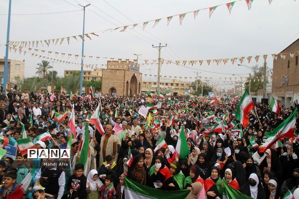 برگزاری اجتماع چند هزار نفری دانش‌آموزان و اقشار مختلف مردم شهرستان بهبهان