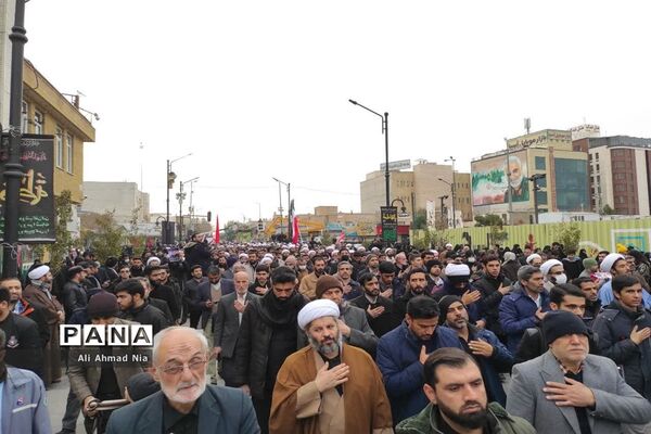 مراسم تشییع پیکر طلبه شهید حسن مختارزاده در قم