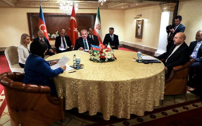 دیدار روسای مجالس ایران، ترکیه و جمهوری آذربایجان در حاشیه مجمع مجالس آسیایی