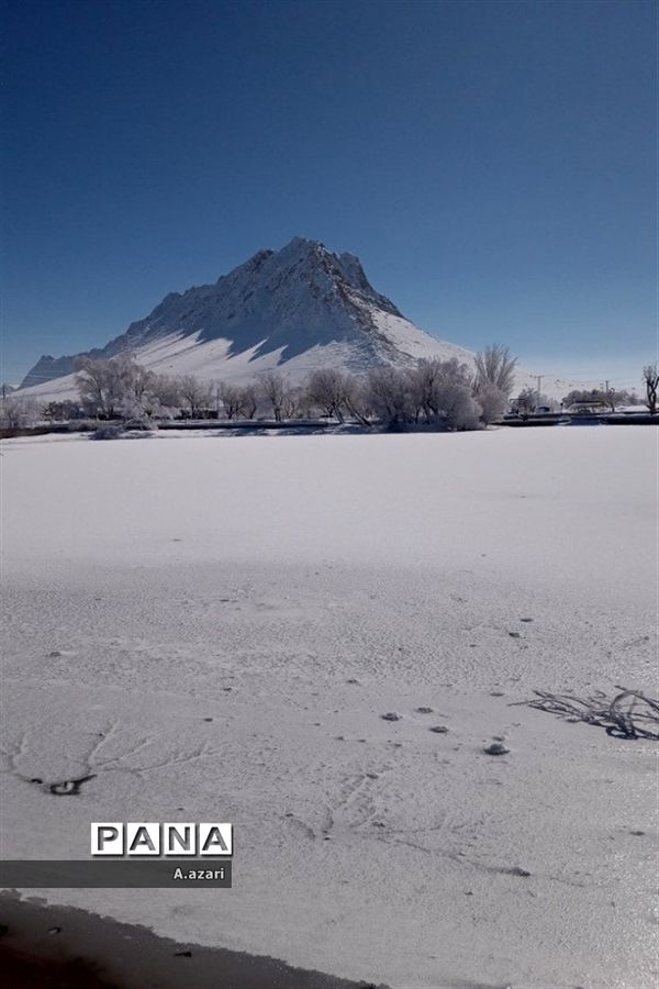 نقاشی زیبای طبیعت با بارش برف در شهرستان بن