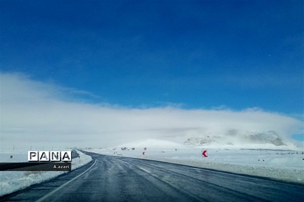 نقاشی زیبای طبیعت با بارش برف در شهرستان بن