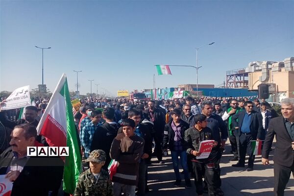 راهپیمایی چهل و چهارمین سالگرد پیروزی انقلاب در خیابان های امیدیه