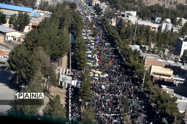 عکس هوایی از مراسم راهپیمایی 22بهمن در بیرجند