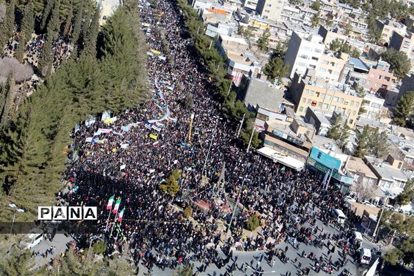 عکس هوایی از مراسم راهپیمایی 22بهمن در بیرجند