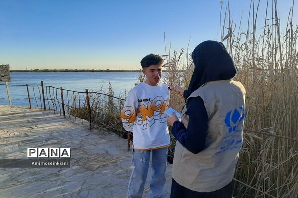 اردوی پیشرفت نورانی با حضور دانش‌آموزان مدارس سمپادی در نهر خین  خرمشهر