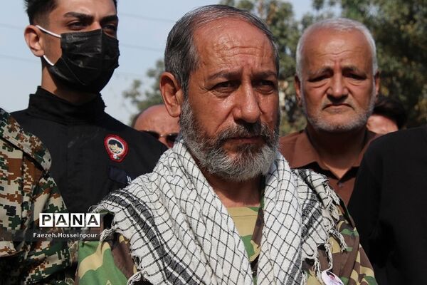 مراسم تشییع و وداع با «شهید امیر‌کمندی» در شهرستان بهارستان