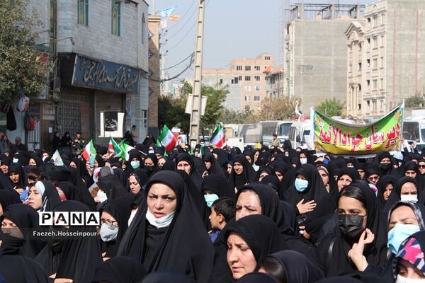 مراسم تشییع و وداع با «شهید امیر‌کمندی» در شهرستان بهارستان