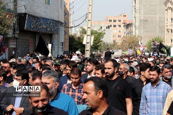 مراسم تشییع و وداع با «شهید امیر‌کمندی» در شهرستان بهارستان