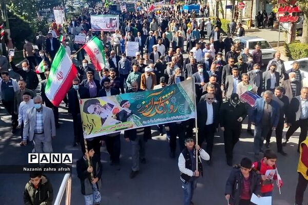 راهپیمایی ۱۳ آبان، با شعار «حماسه ایستادگی، مقاومت و استکبارستیزی» در رودهن