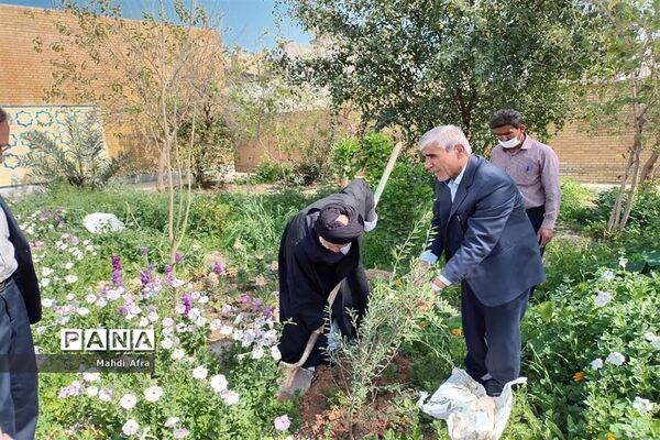 کاشت چند اصله درخت به مناسبت روز درختکاری در اداره آموزش و پرورش بهبهان