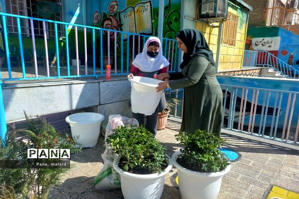 کاشت نهال در مدارس شهید همت و شکوفه‌های دانش ملارد