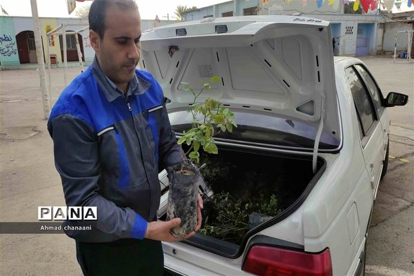 آیین نمادین درختکاری در مدارس کارون