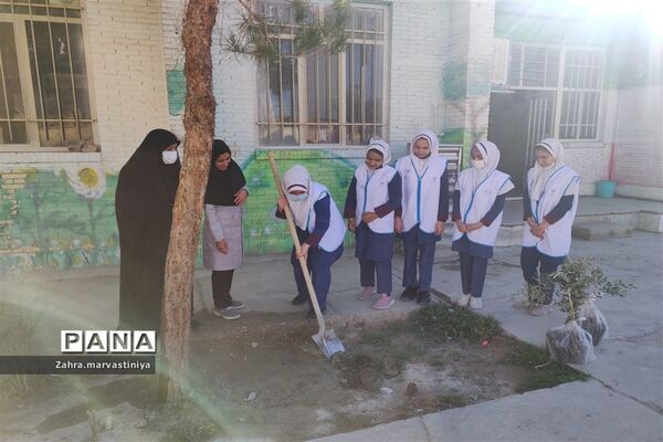گرامیداشت هفته درختکاری در مدرسه زکیه شهرستان مروست