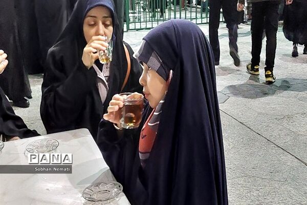 زیارت با صرف چای نبات زیر سایه حضرت