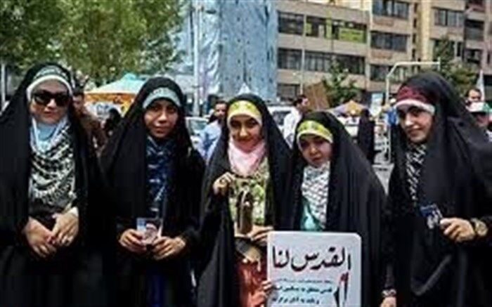 ما دختران حاج قاسم در راهپیمایی روز قدس شرکت می‌کنیم