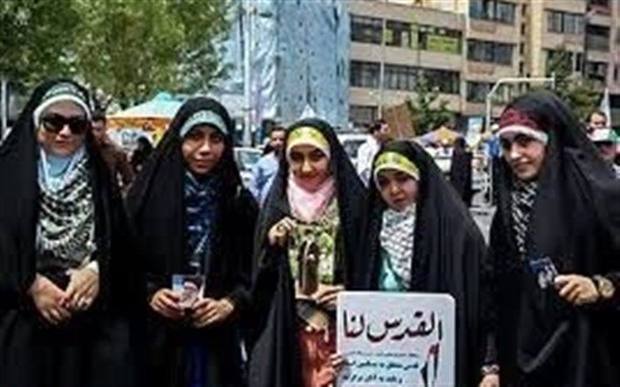 ما دختران حاج قاسم در راهپیمایی روز قدس شرکت می‌کنیم