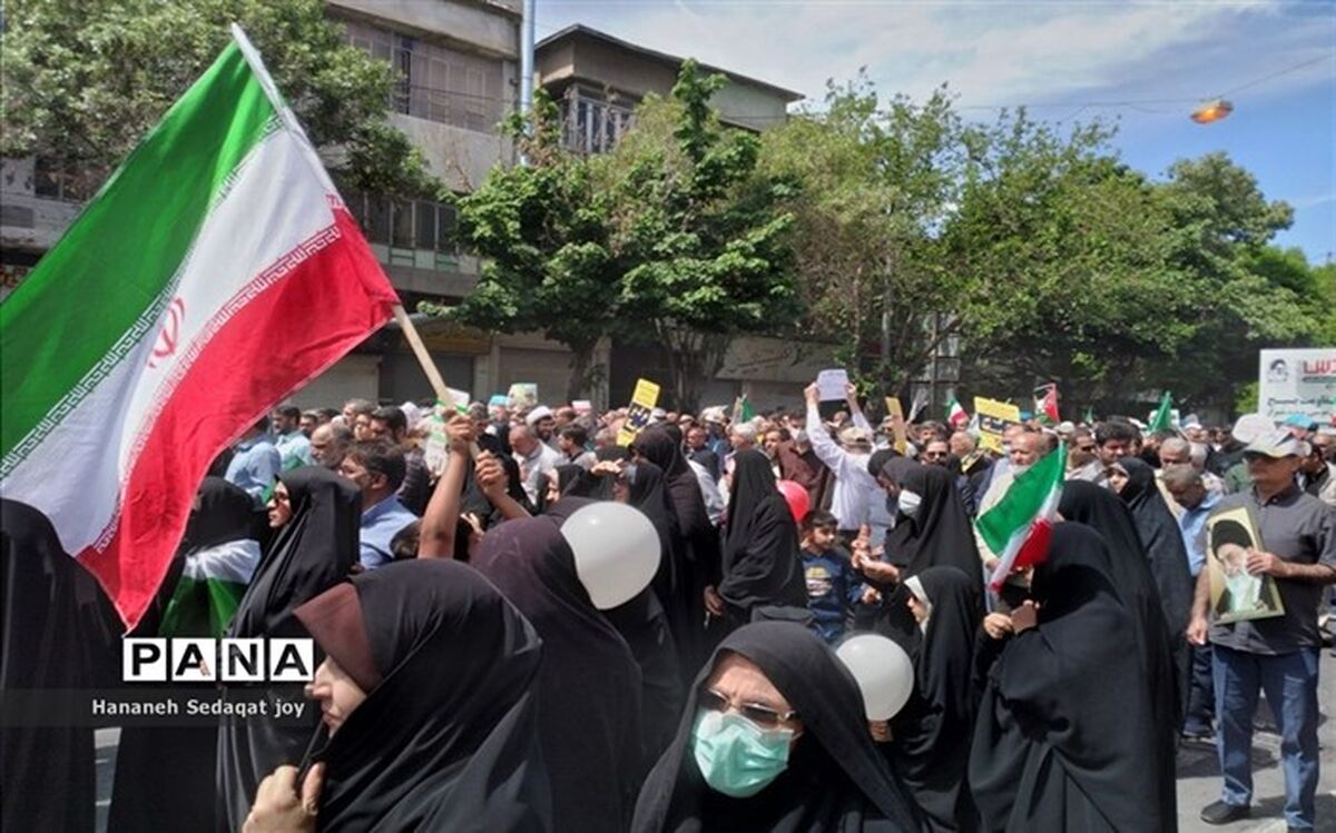 حضور دانش‌آموزان شهرستان جویم در راهپیمایی روز قدس