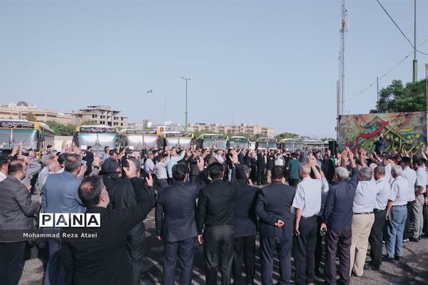 مراسم بدرقه کاروان زیارتی اربعین حسینی ازاسلامشهربه مرز مهران