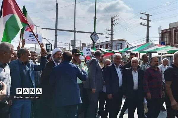 راهپیمایی مردم شهرستان قرچک در حمایت از مردم مظلوم فلسطین