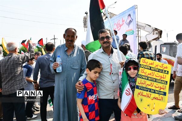 حضور پرشور مردم اهواز در راهپیمایی طوفان الاقصی