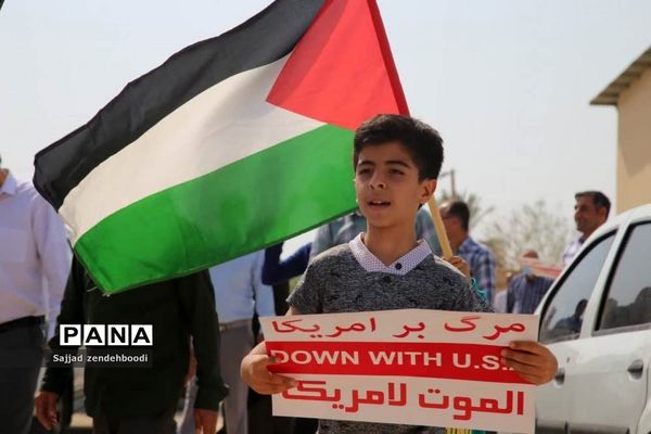 حمایت مردم اهرم از جبهه مقاومت در فلسطین