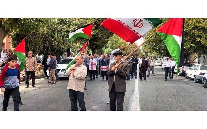 راهپیمایی حمایت از مردم مظلوم  غزه در شهر شهید پرور کوشک