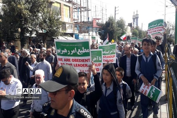 راهپیمایی مردم شهرستان قرچک علیه رژیم صهیونستی