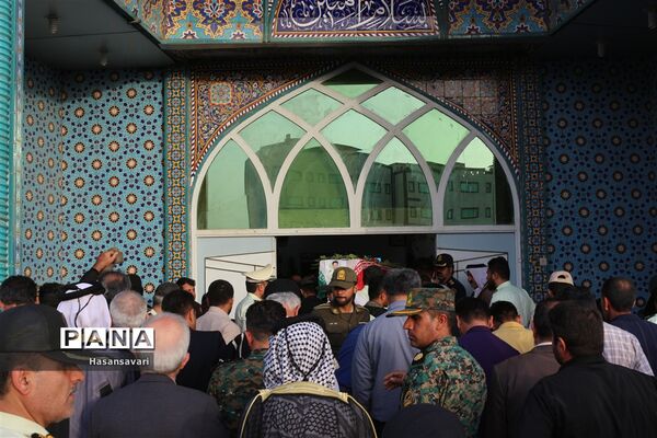 مراسم وداع با پیکر پاک شهید مدافع امنیت سرگرد محمد قنبری در ستاد فراجا استان خوزستان