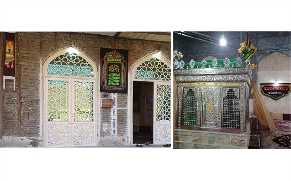 نصب  پرچم عزاداری امام حسین در امامزاده عزیز الله اردل