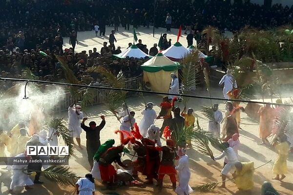 ‌عزاداری و نخل‌برداری مردم حسینی اشکذر در روز عاشورا