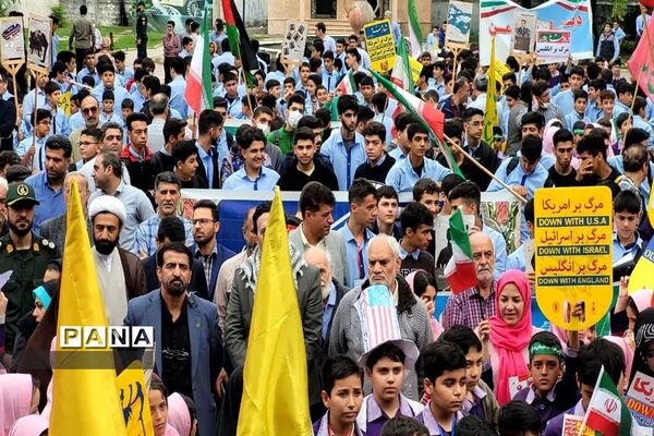 حضور پرشور دانش‌آموزان سلمانشهر در راهپیمایی ۱۳ آبان
