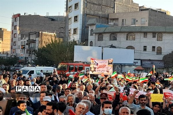 تجمع مردم شهرستان قدس در حمایت از ملت بی‌دفاع غزه