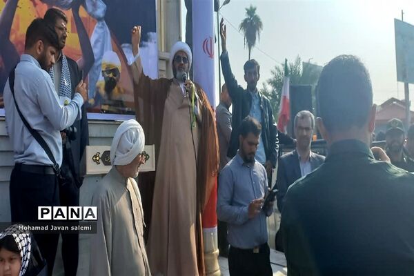 تجمع دانش‌آموزان و مردم شهرستان شادگان در حمایت از کودکان مظلوم فلسطین
