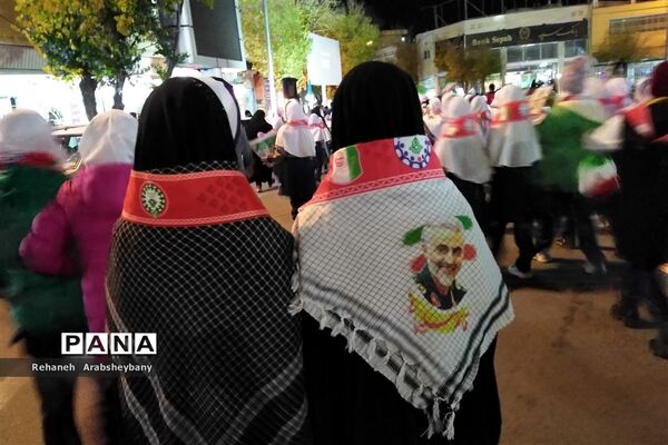 مراسم تجمع و راهپیمایی  از کودکان مظلوم فلسطین در آباده