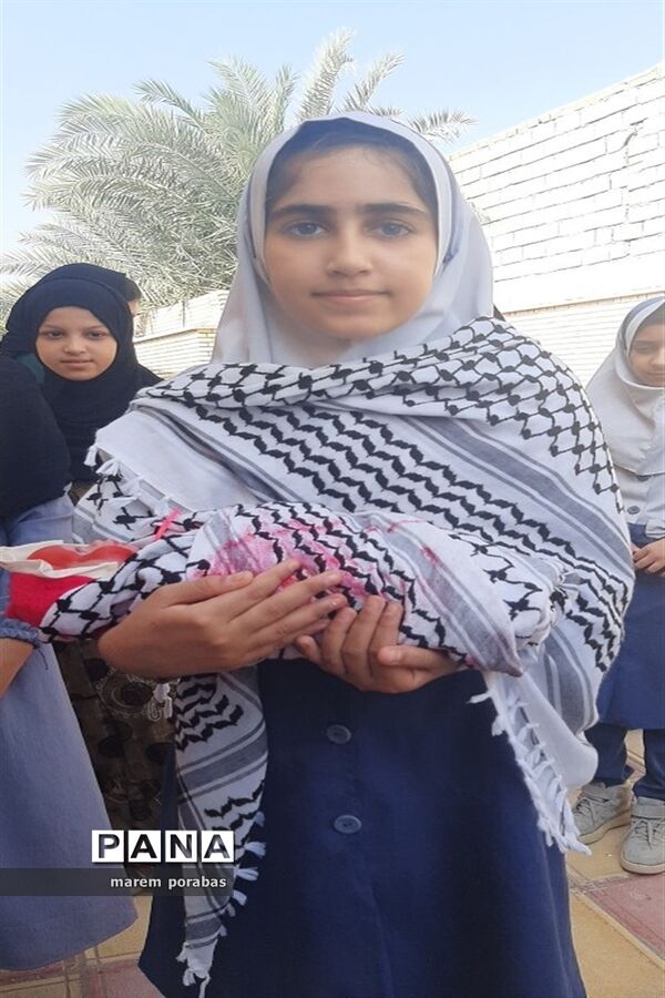 تجمع دانش‌آموزان شادگانی در حمایت از کودکان مظلوم غزه